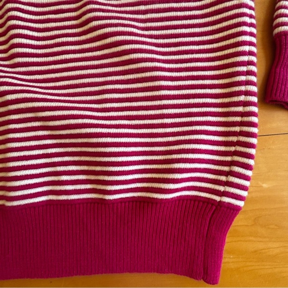 Elodie L NWT fuchsia pink orange and white striped crewneck sweater - Picture 2 of 10